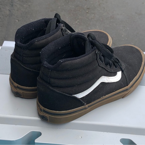 Vans Off the Wall High Top Shoes Youth Boy’s Black & White Canvas Sneakers Sz 5 - Picture 8 of 13